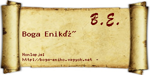 Boga Enikő névjegykártya